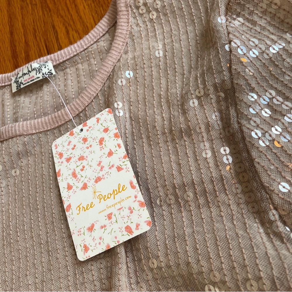 Free people Med mink sequence top NWT